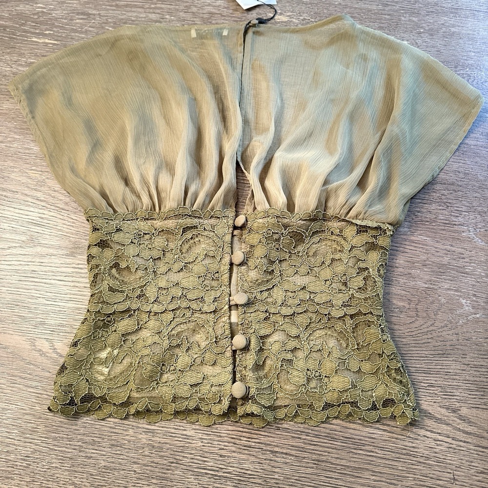NWT Arcina Ori ALLEGRA TOP PISTACHIO Women's Blouse Sheer Size XS Retails $290 - Picture 9 of 14